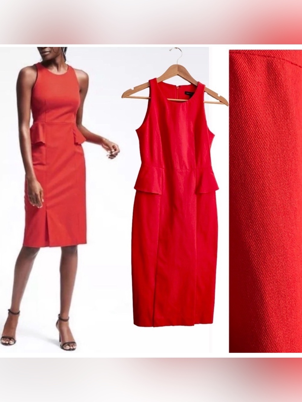 Banana Republic Red Peplum Dress – Size 2 EUC